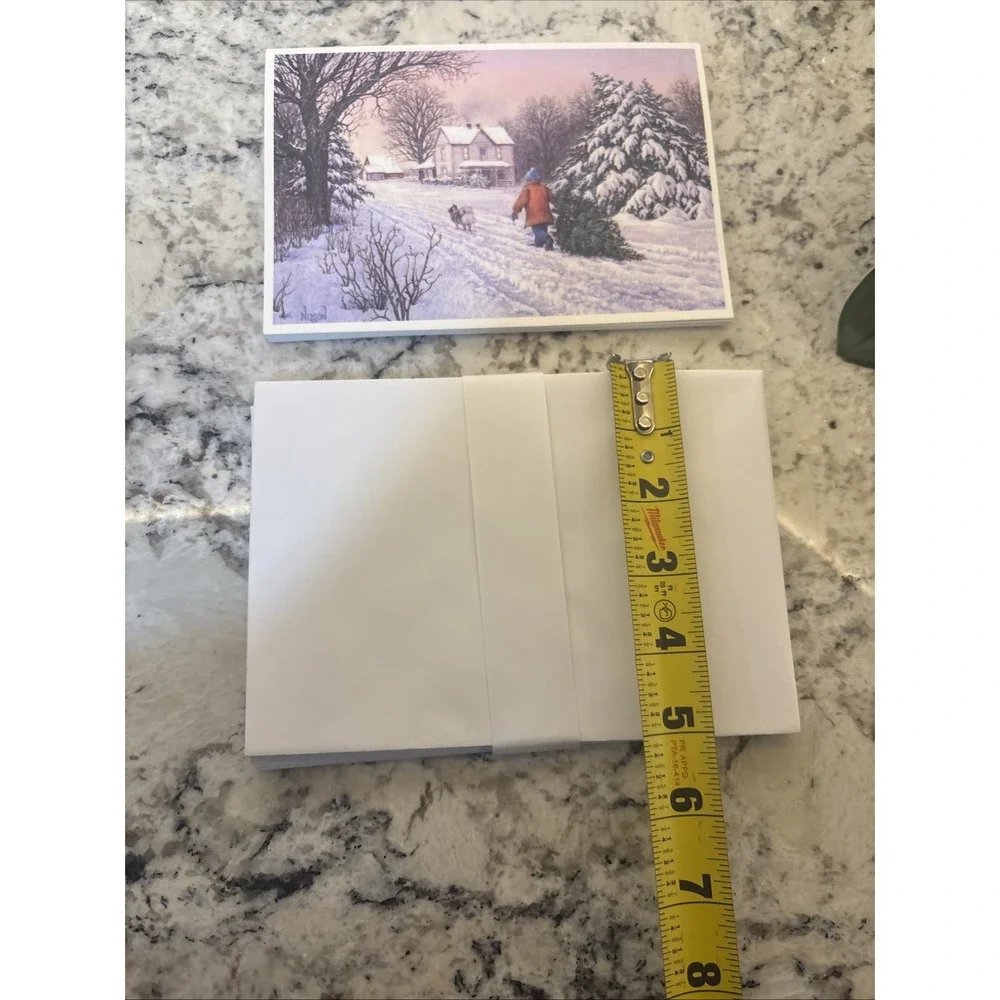 10 NOS Vintage Christmas Card Tree on a Winter Day‎ Hallmark Snow Happy Holiday
